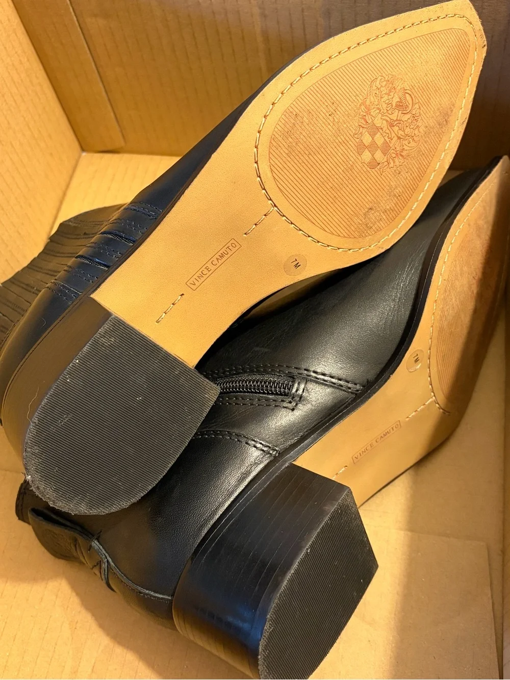 Vince Camuto Black Leather Ankle Booties